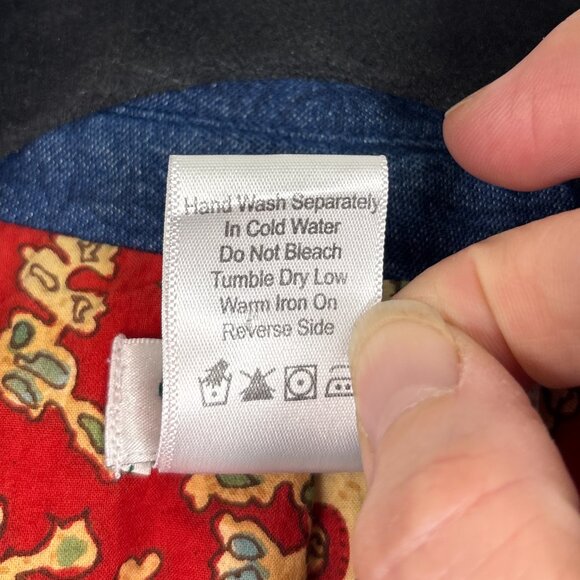 Coldwater Creek Denim Jacket Women’s PS Blue Floral Embroidered Patchwork Boho - Picture 12 of 16